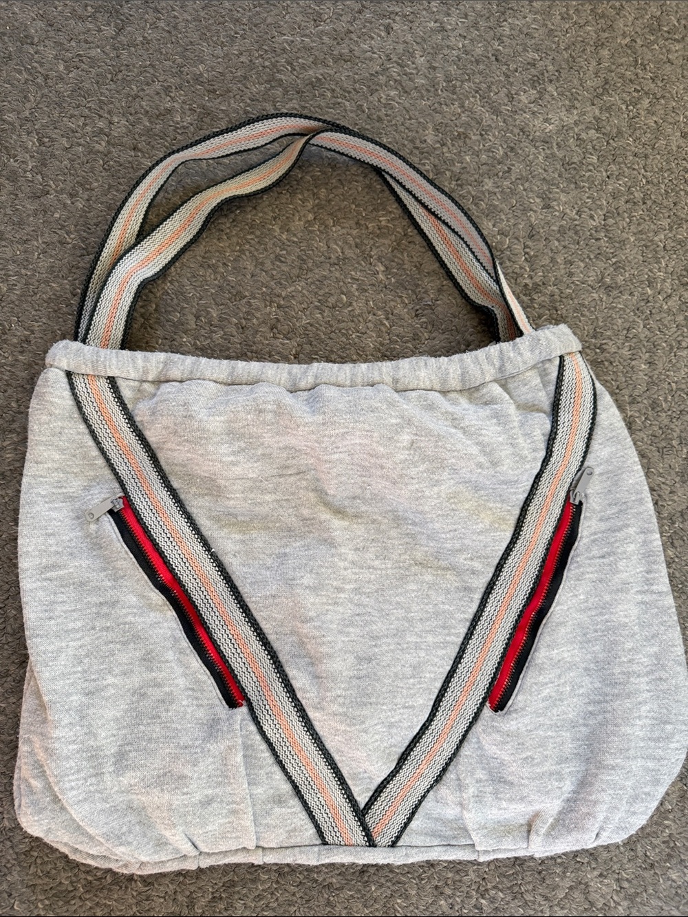 Bag World Gray Sweatshirt Fleece Fabric Tote Bag